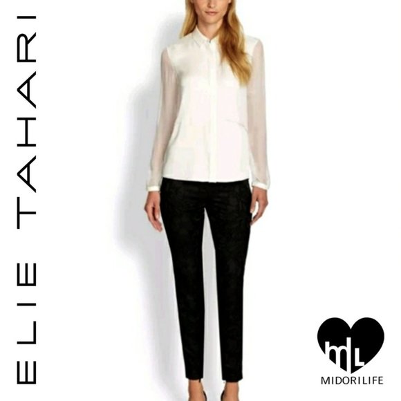 Elie Tahari Pants - ELIE TAHARI Floral Inlay Matilda Pant